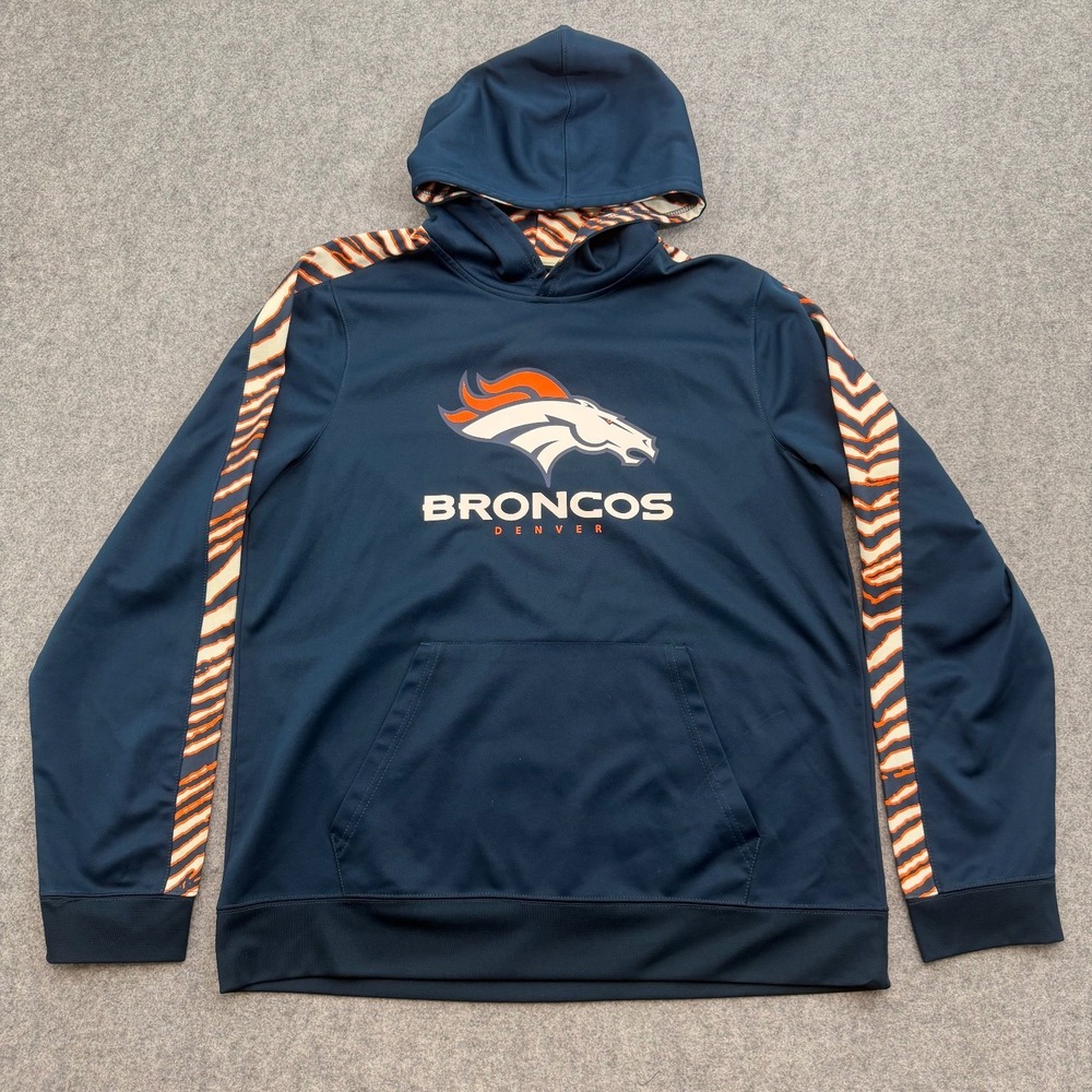 NFL Team Apparel Hoodie Men's M Blue Orange Broncos Pullover Performance tiger